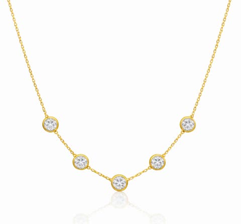 Crystal Bezel Station Necklace
