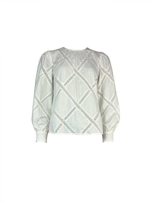 Ro&zo Ivory Diamond Lace Trim Blouse In Ivory