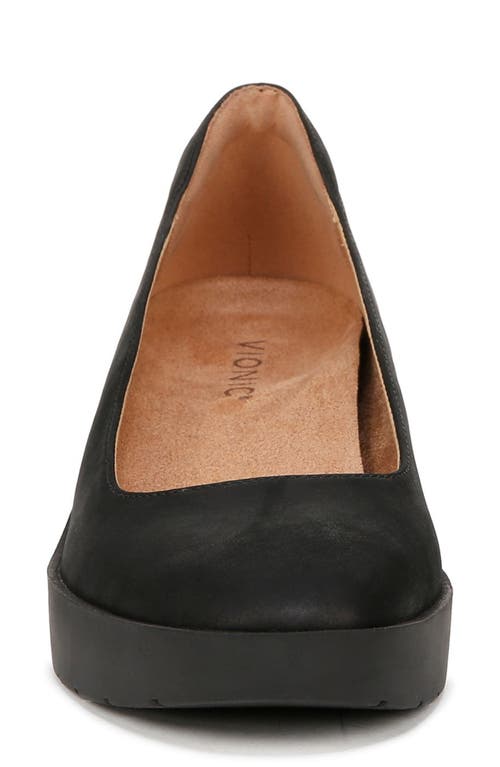 Vionic Sereno I8693l1001 Pump Women 8.5 Black Leather Slip On Wedge Heel Zpo3651 In Black