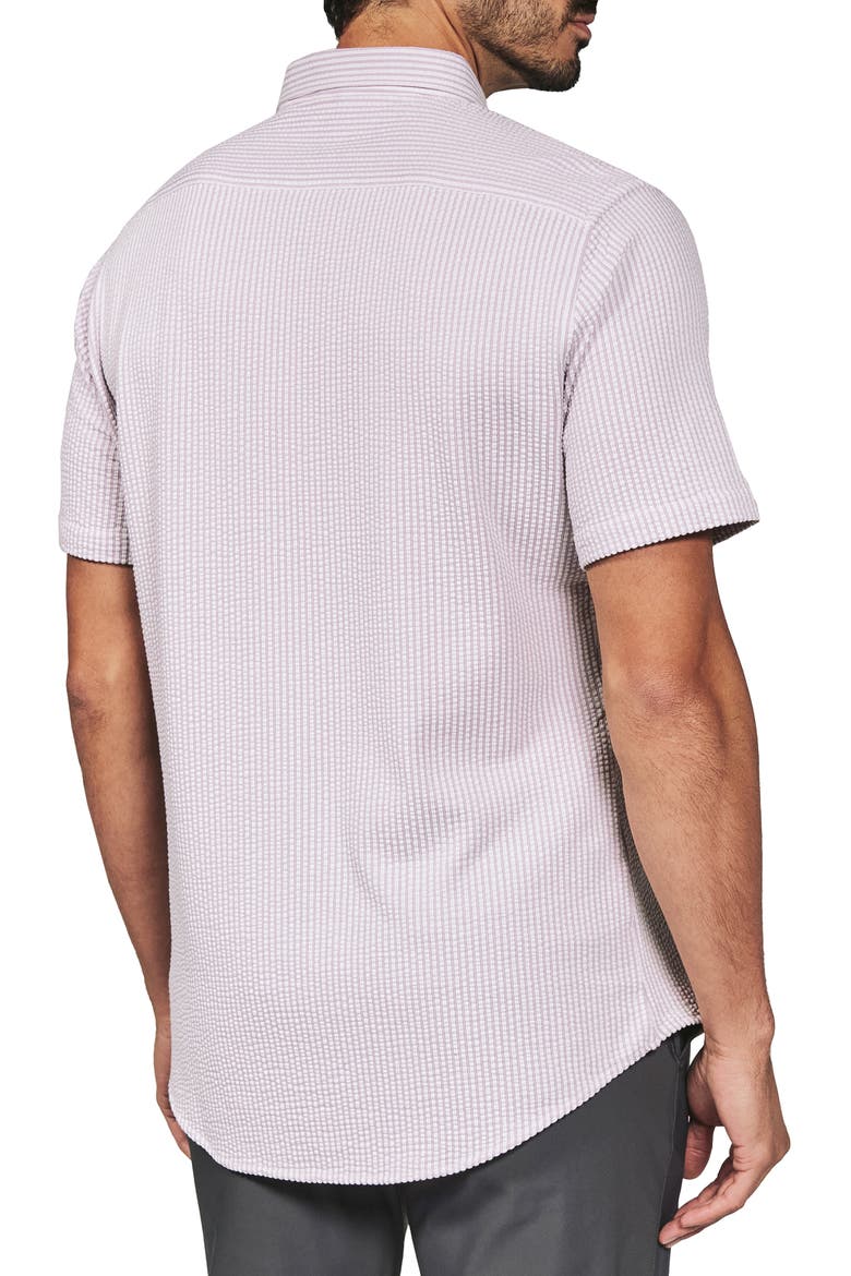Keaton Stripe Seersucker Short Sleeve Button-Up Shirt, Alternate, color, STONE ROSE