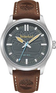 Timberland Rambush Leather Strap Watch, 42mm