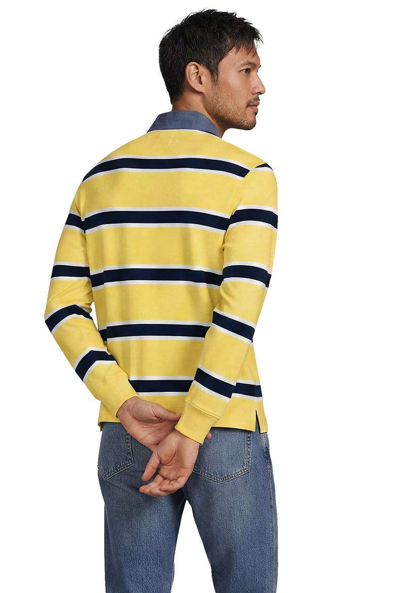 Long Sleeve Rugby Shirt, Alternate, color, Golden Pineapple/Navy Stripe