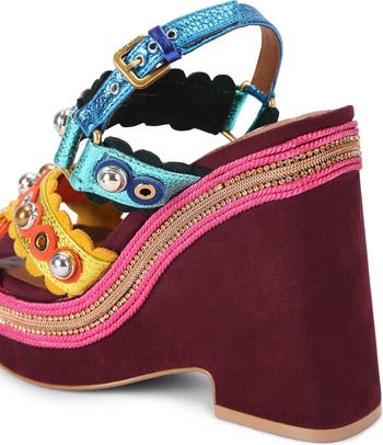 Scalloped Stud Wedge Platform Sandal