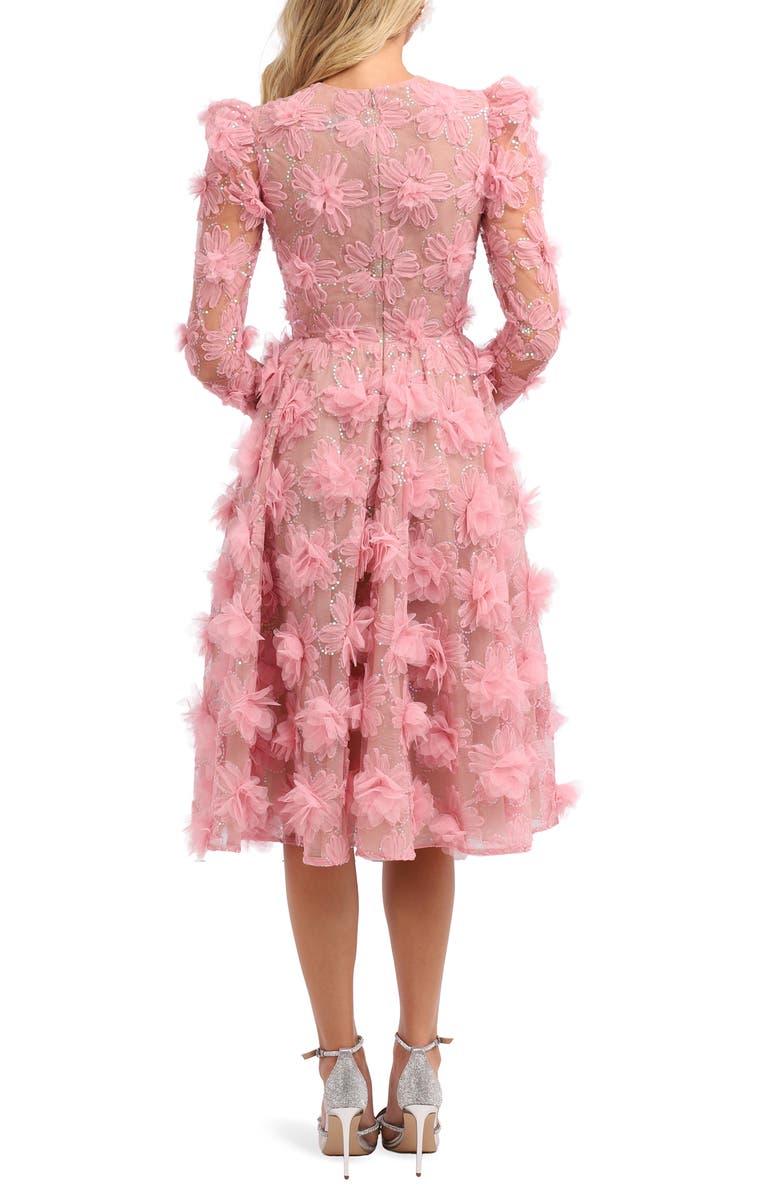 HELSI Lisa 3D Floral Long Sleeve Cocktail Dress, Alternate, color, 