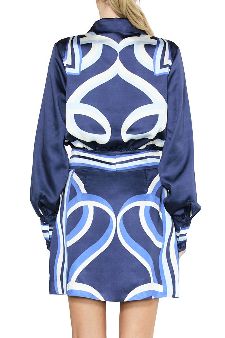 Zaria Printed Tie Waist Shirt, Alternate, color, BLUE MULTI