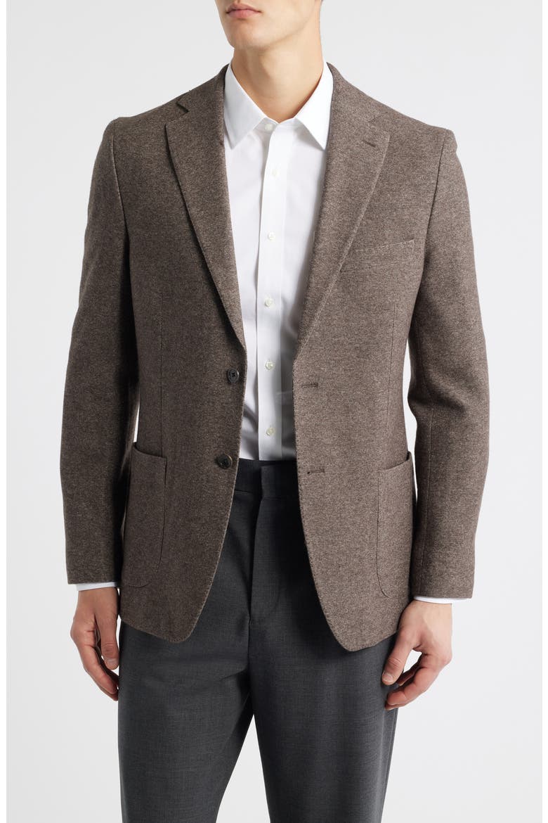 Icon Relaxed Fit Knit Wool & Cotton Blend Sport Coat, Main, color, BROWN