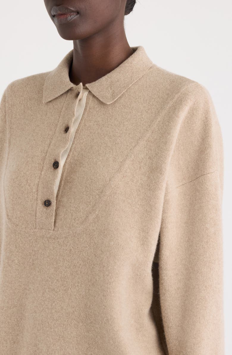 Jacquemus La Maille Vareuse Pallone Merino Wool & Cashmere Polo Sweater, Alternate, color, Beige