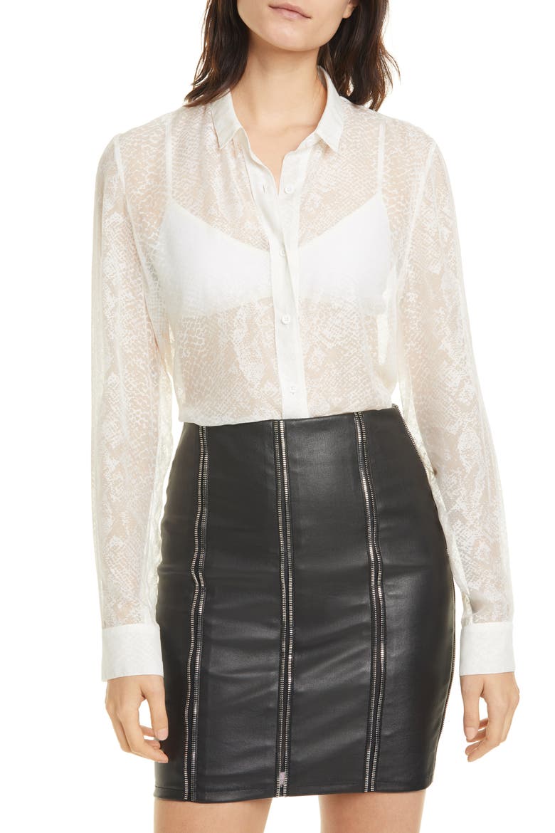 Blythe Snakeskin Burnout Blouse, Main, color, WHITE PYTHON
