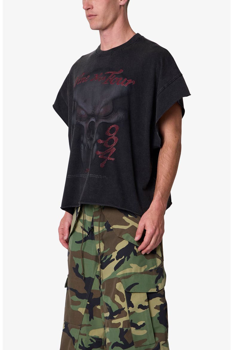 Skull Distressed Graphic Cutoff T-Shirt, Alternate, color, WASHED BLACK