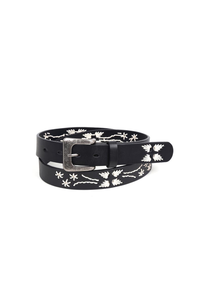 Senna Genuine Leather Minimalist Clean Line Belt, Main, color, Black