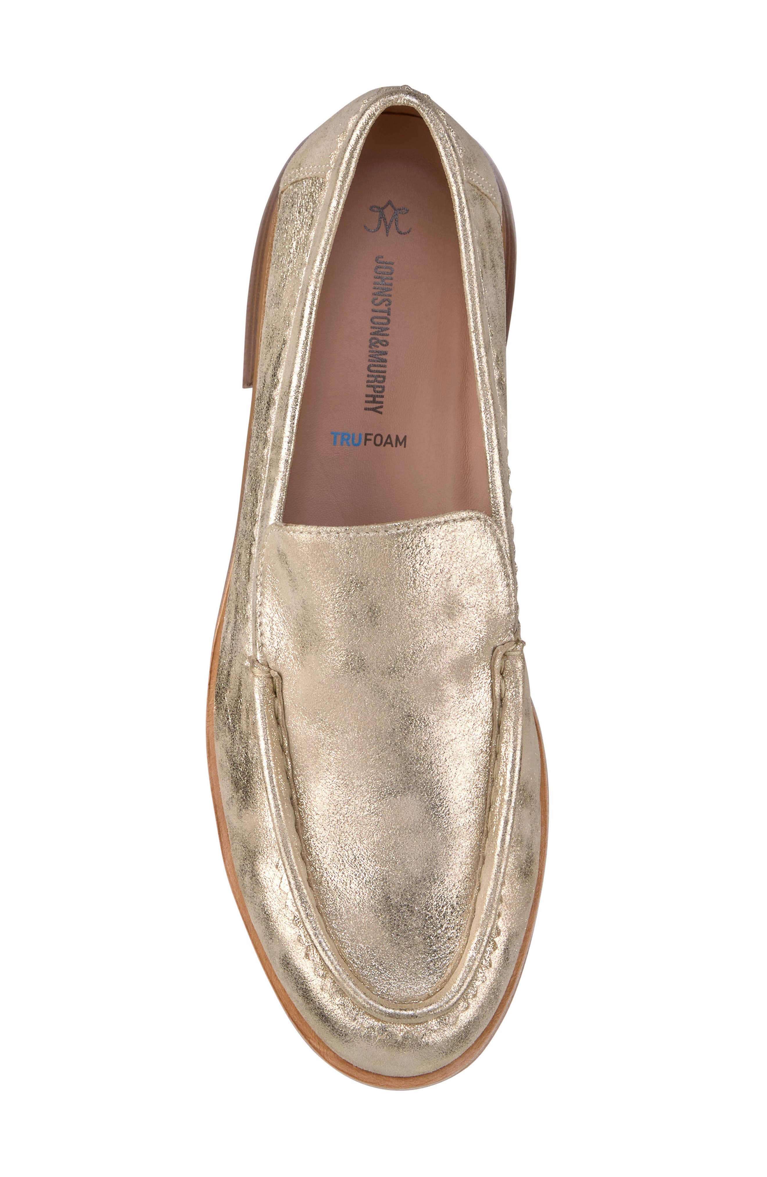 Johnston 
Murphy Gillian Metallic Suede Loafer, Alternate, color, Champagne Metallic Suede