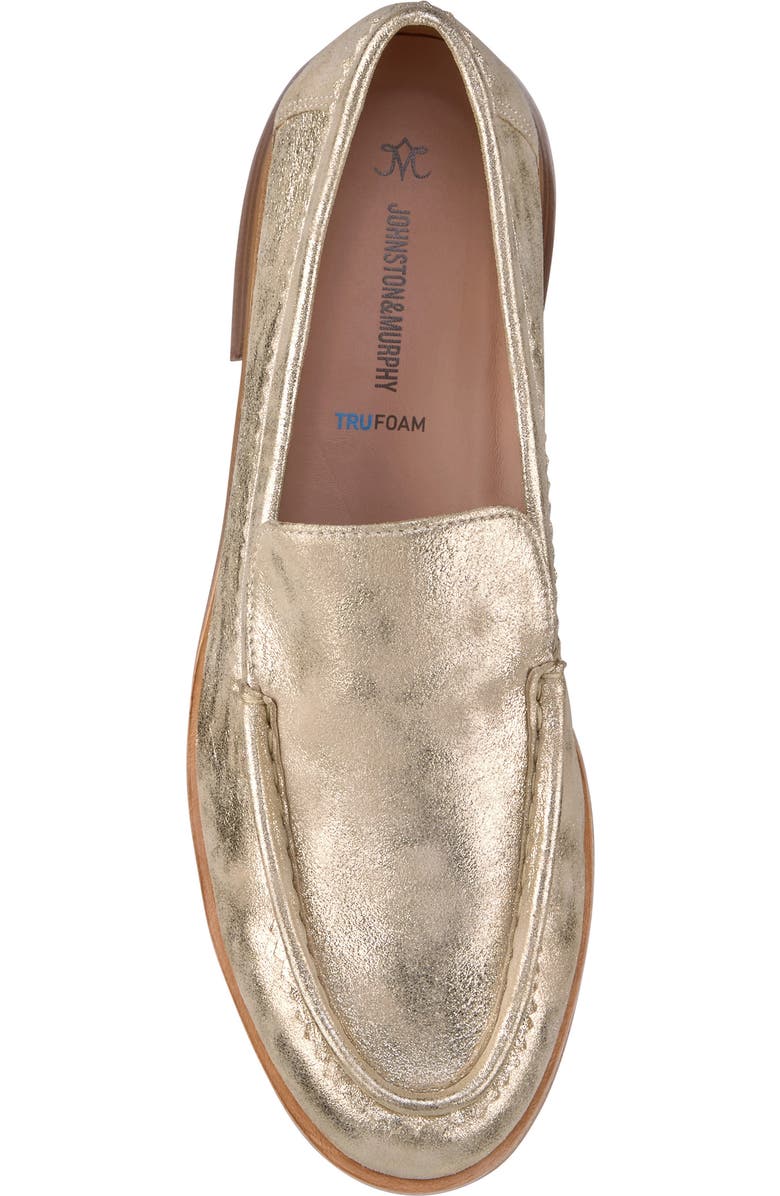 Johnston & Murphy Gillian Metallic Suede Loafer, Alternate, color, Champagne Metallic Suede
