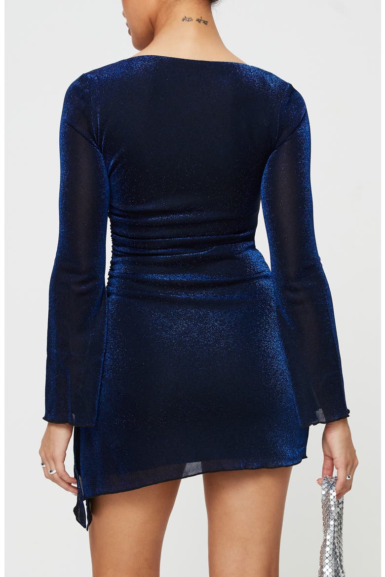 Donelli Sparkle Long Sleeve Asymmetric Minidress, Alternate, color, BLUE