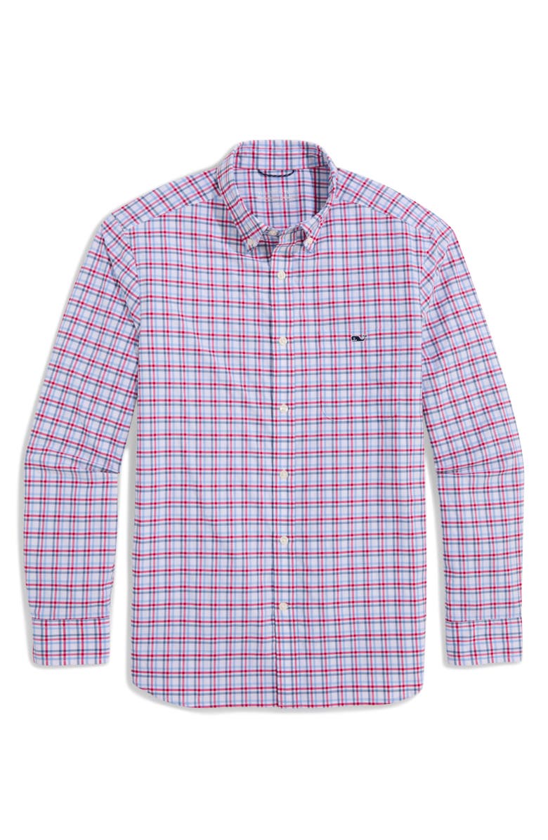 vineyard vines Callwood Plaid Performance Button-Down Shirt, Main, color, Lighthouse Red