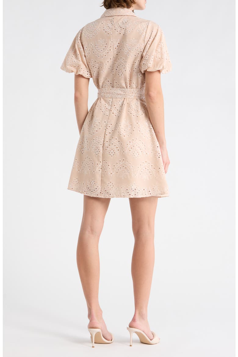 Eyelet Puff Sleeve Shirtdress, Alternate, color, NATURAL
