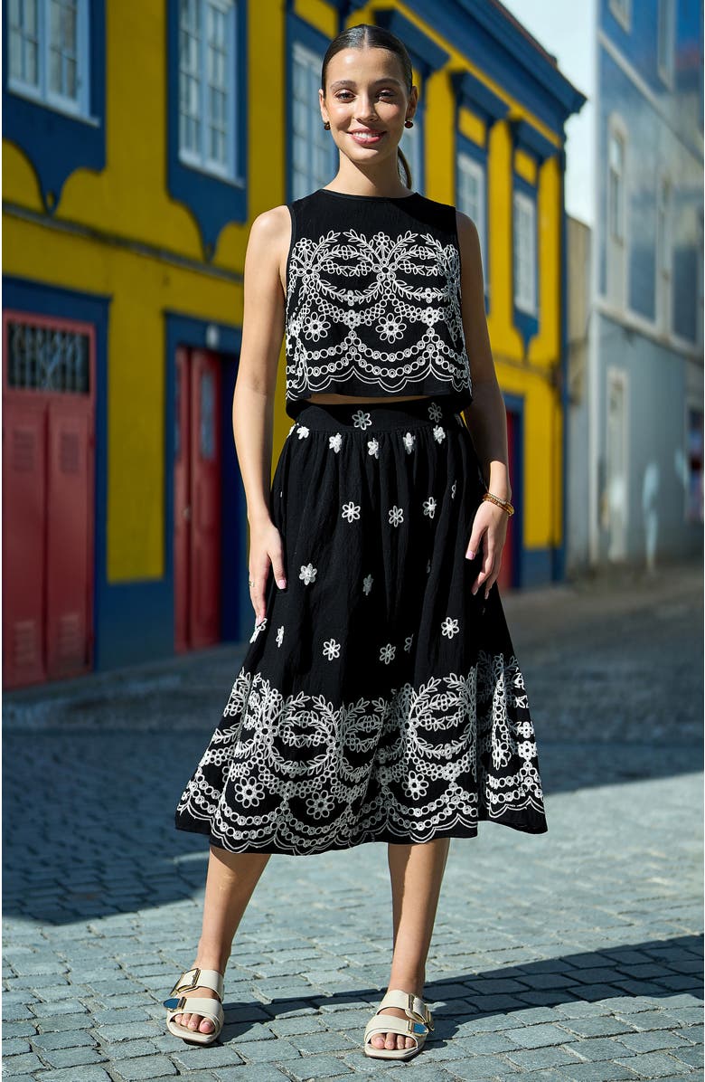 Yumi Embroidered Crop Top, Alternate, color, Black