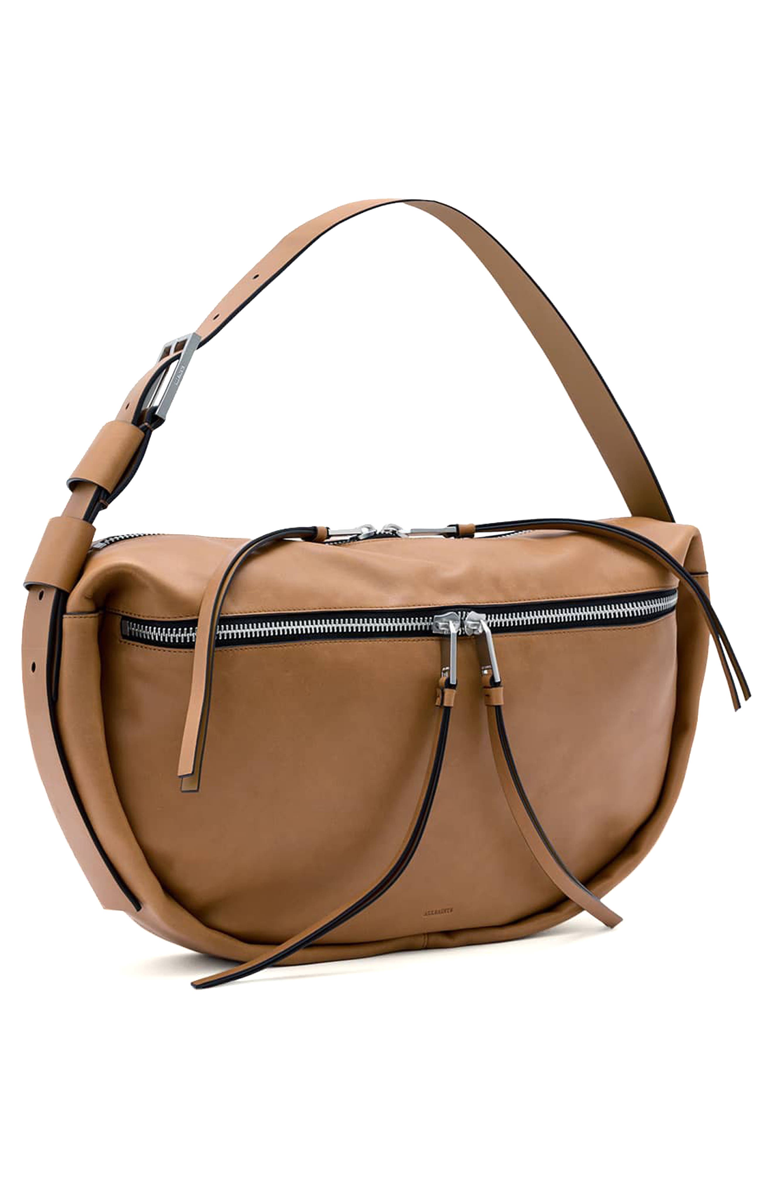 AllSaints Noemie Leather Shoulder Bag, Alternate, color, Toffee Brown
