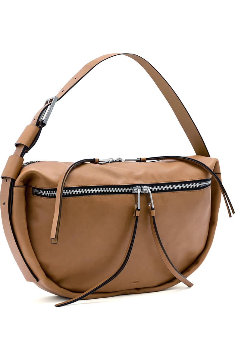 AllSaints Noemie Leather Shoulder Bag, Alternate, color, Toffee Brown