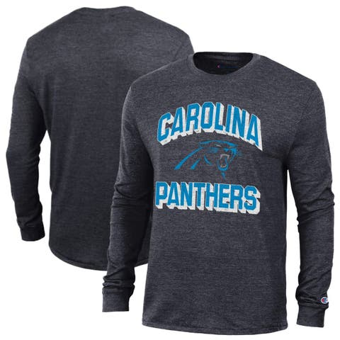 Men's Champion Heather Black Carolina Panthers Ultimate Tri-Blend Long Sleeve T-Shirt