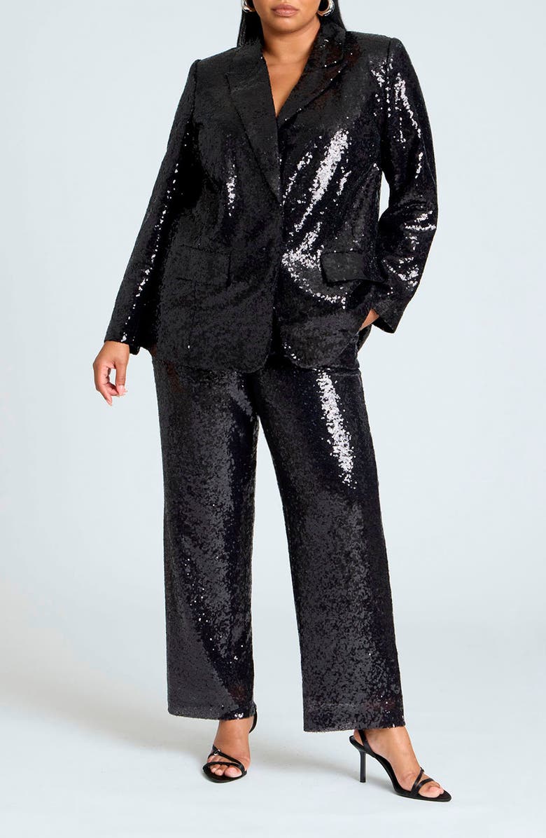 ELOQUII Boxy Sequin Blazer, Alternate, color, 