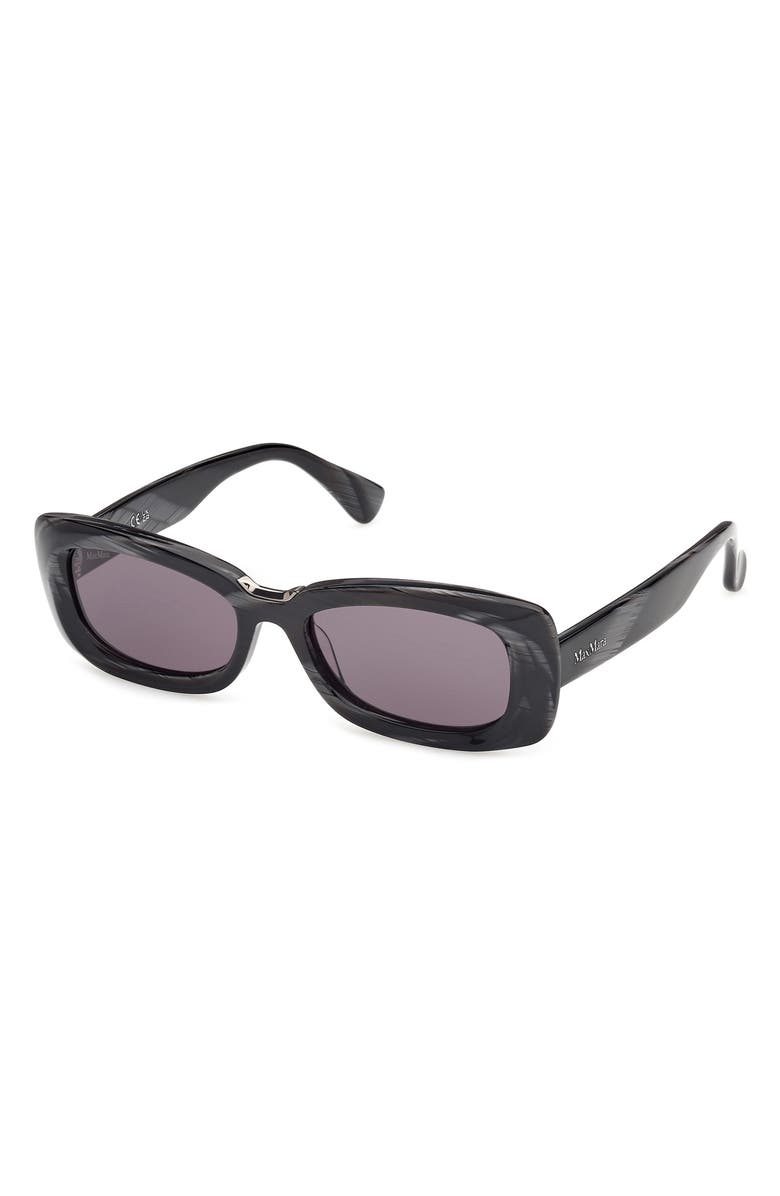 Max Mara 53mm Rectangular Sunglasses, Alternate, color, Black Ruthenium / Smoke