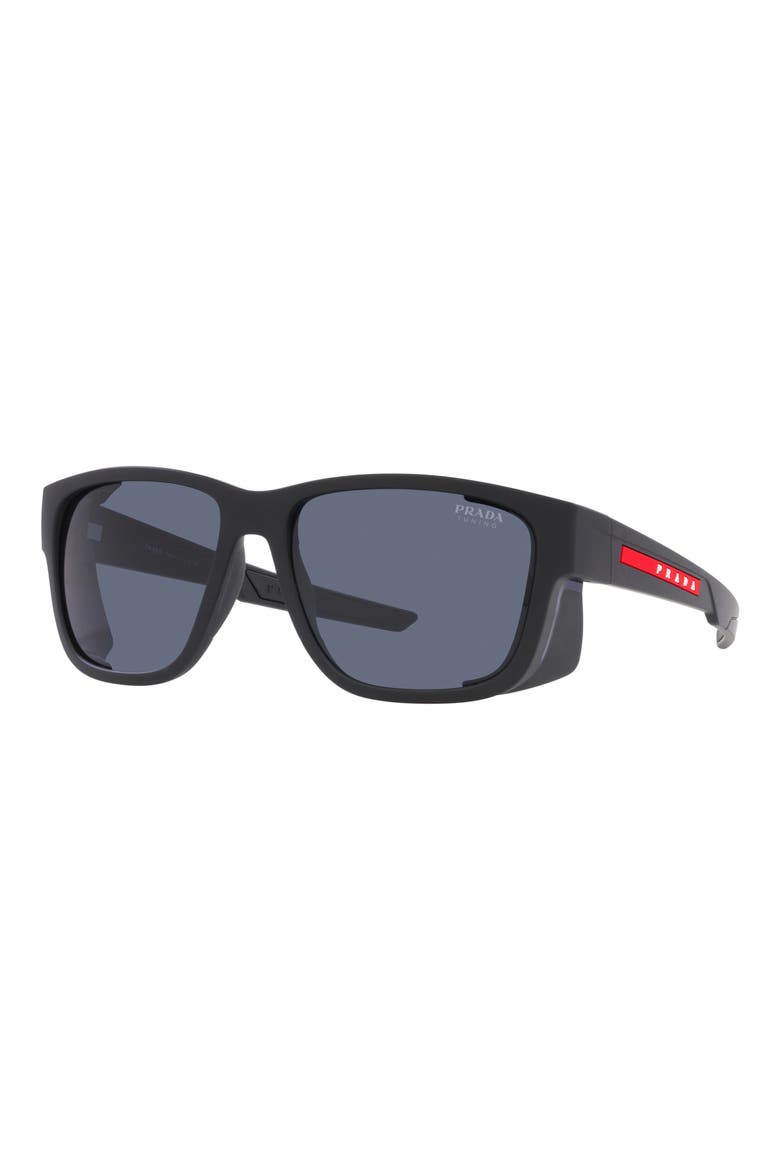 59mm Pillow Sunglasses, Alternate, color, RUBBER BLACK