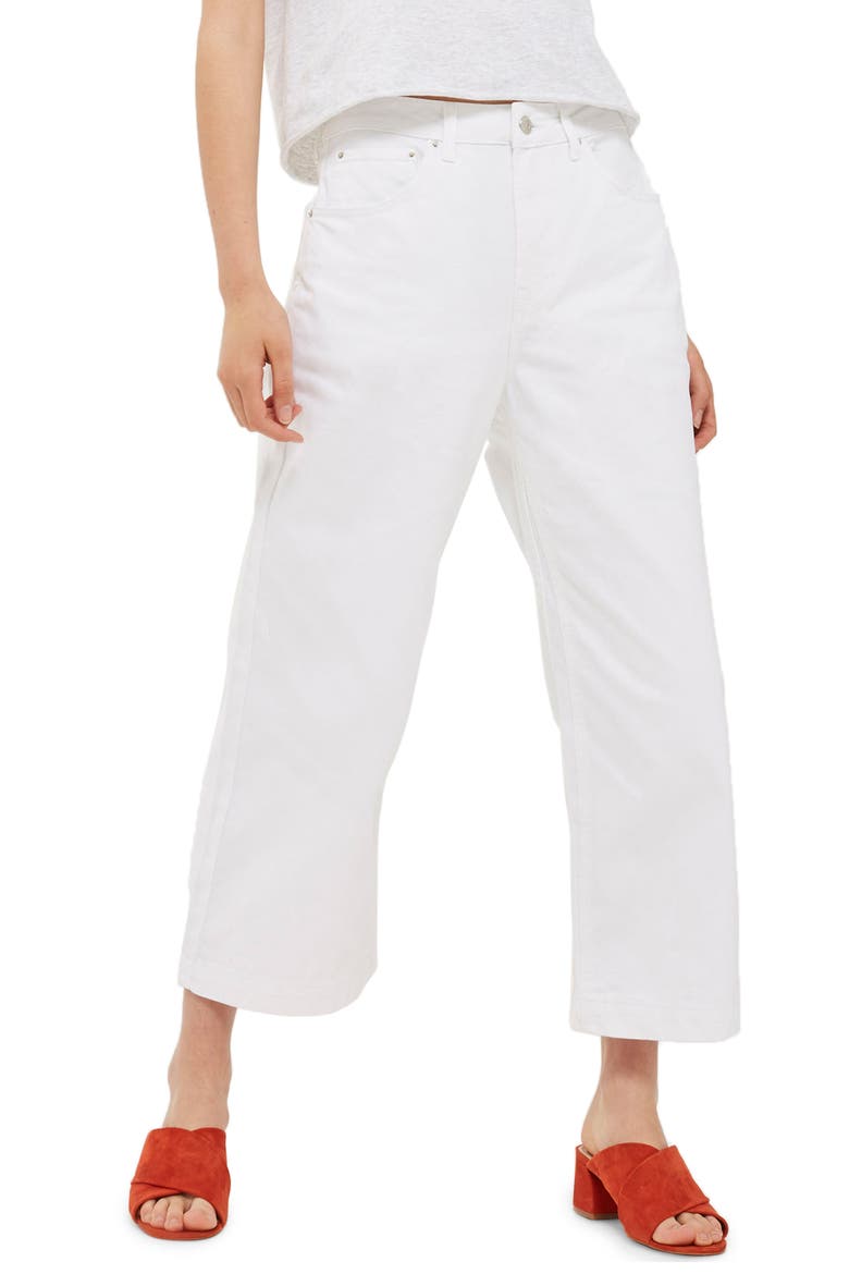 Cropped Wide Leg Jeans, Main, color, WHITE