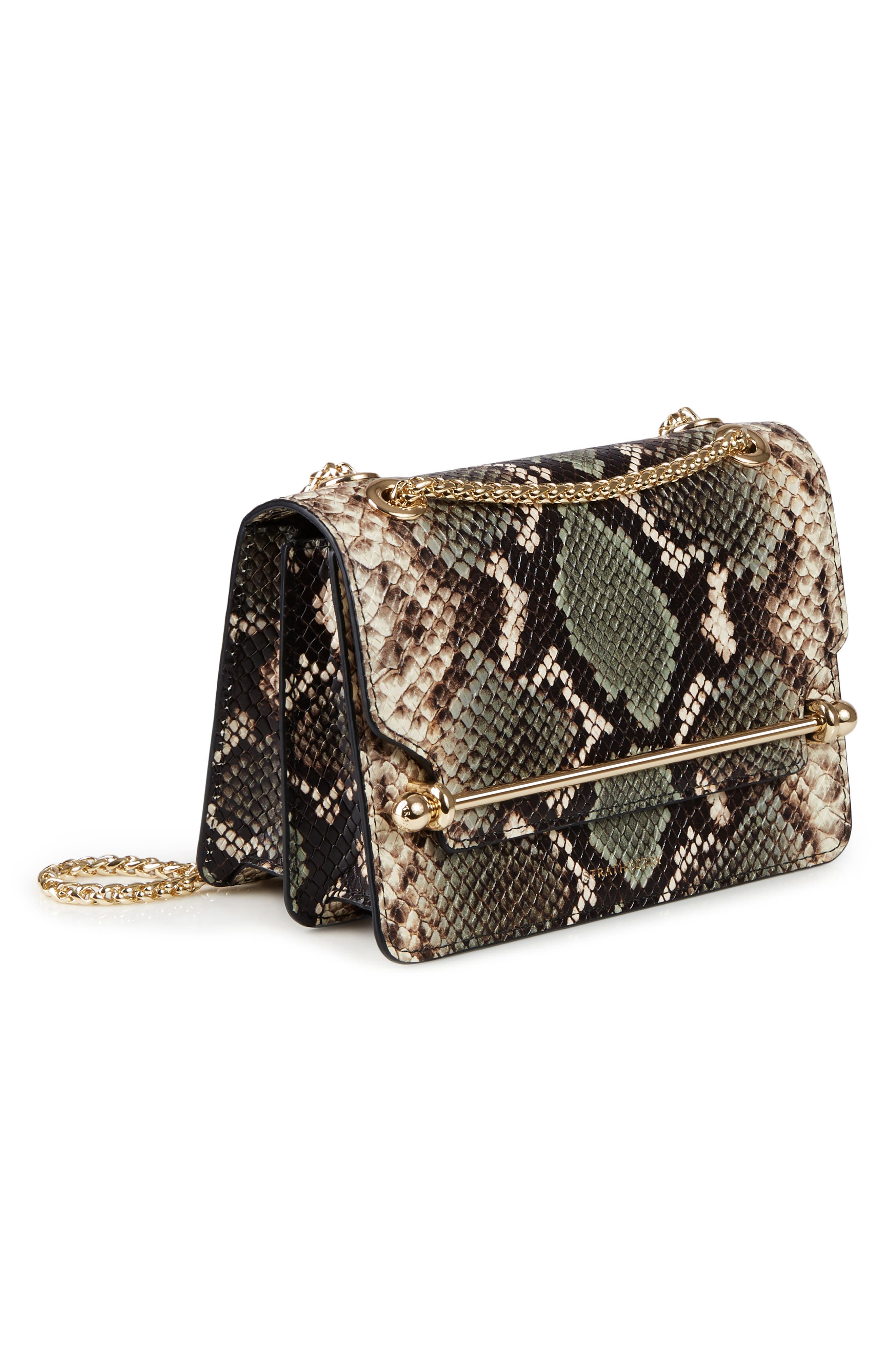 Strathberry Mini East/West Snake Embossed Leather Shoulder Bag, Alternate, color, 