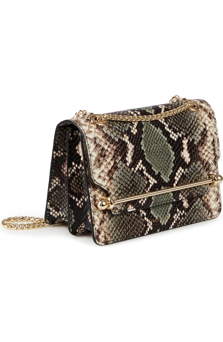 Strathberry Mini East/West Snake Embossed Leather Shoulder Bag, Alternate, color,