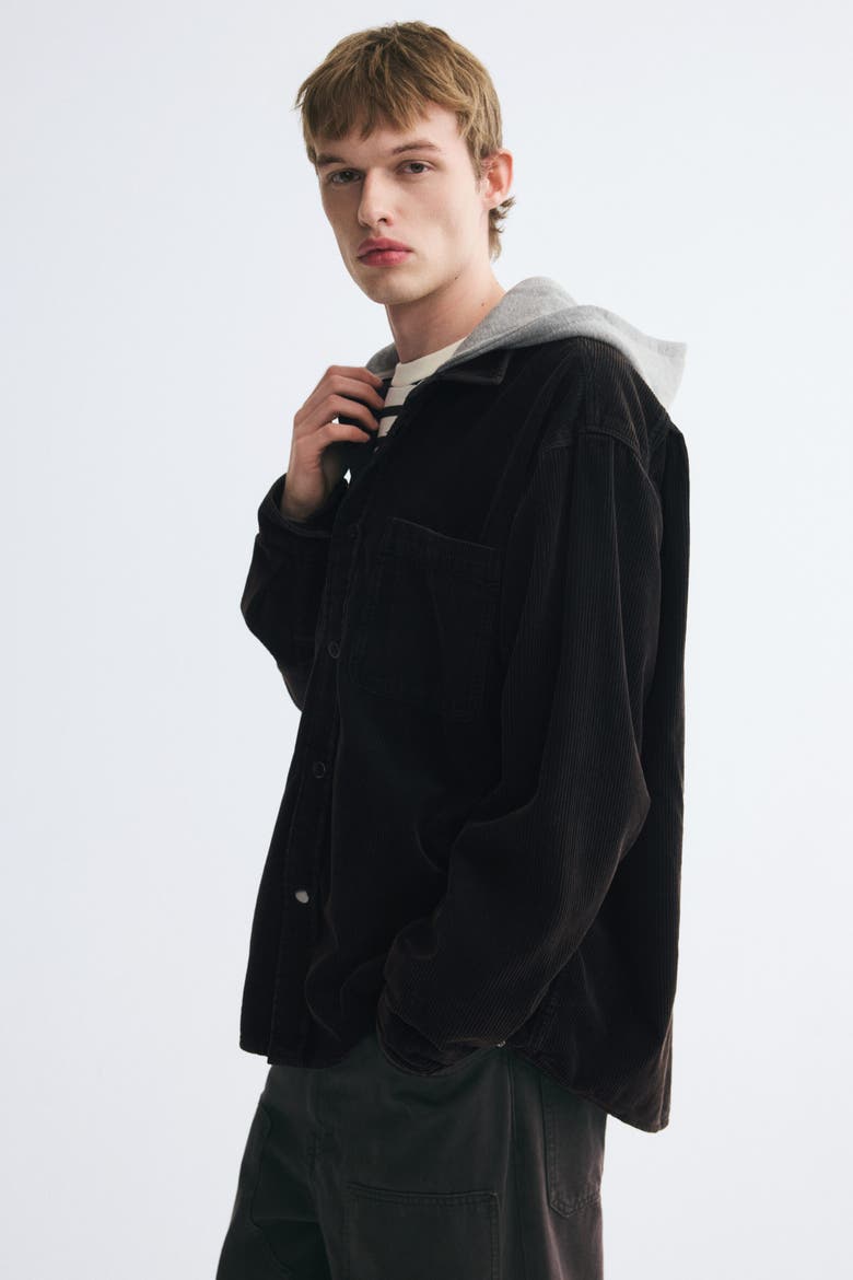 Corduroy Overshirt, Alternate, color, Charcoal gray