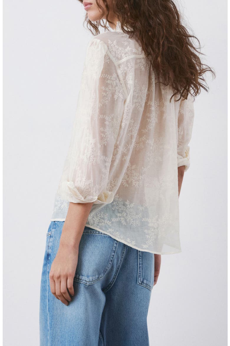 Floral Embroidery Woven Shirt, Alternate, color, ECRU