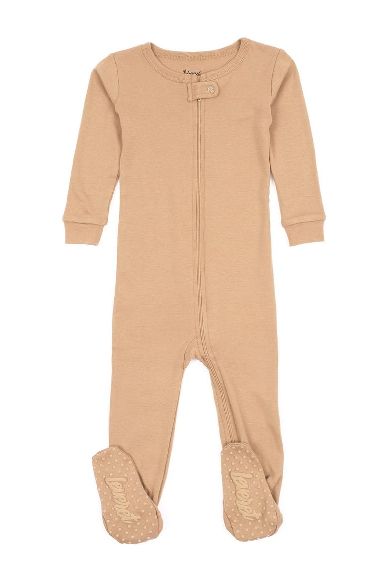 Solid Beige Footed Pajamas, Main, color, BEIGE