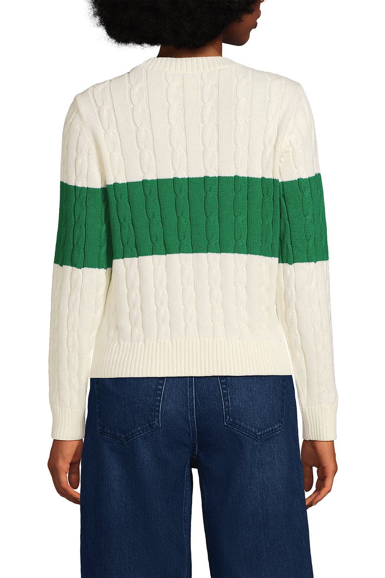 Cotton Cable Drifter Crewneck Sweater, Alternate, color, Single Stripe/Vibrant Clover