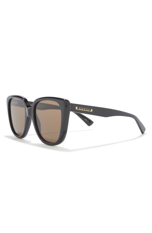 Gucci 54mm Square Sunglasses In Black Black Brown