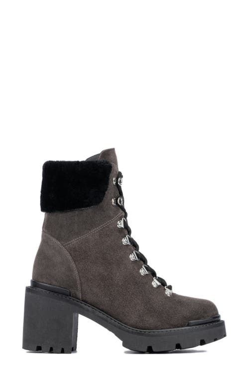 Aquatalia Vikki Faux Shearling Cuff Bootie In Gray