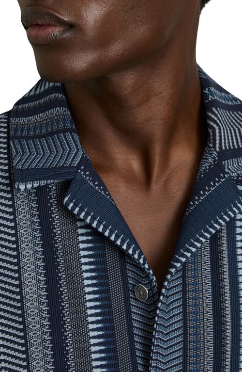 Reiss Mens Archer Short-sleeved Stretch-woven Shirt Navy In Navy