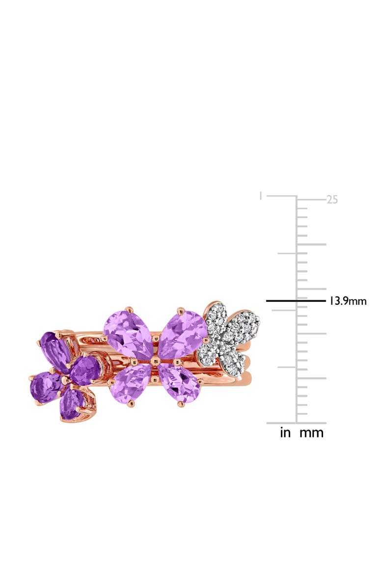 Amethyst & Diamond Floral 3-Piece Ring Set, Alternate, color, Amethyst