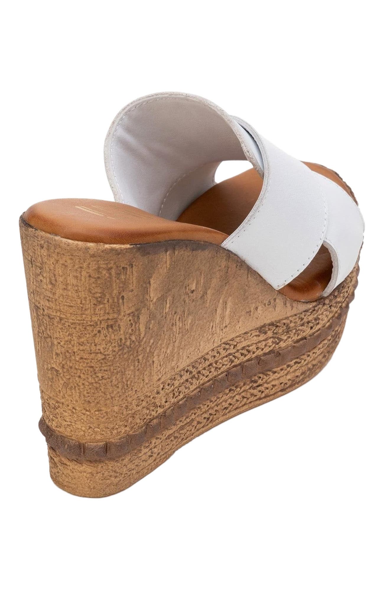 Forever & Always Shoes Lois Wedge Leather Sandal, Alternate, color, White Leather