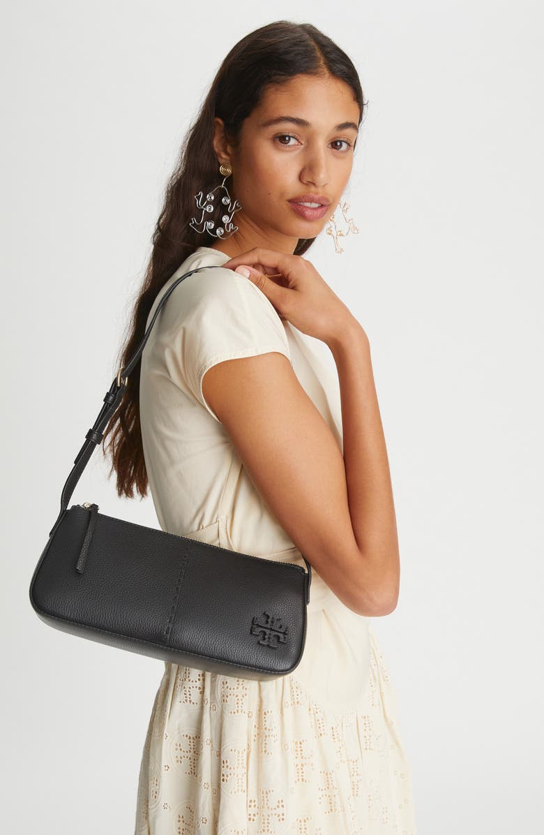 Tory Burch McGraw Pebble Leather Wedge Shoulder Bag, Alternate, color,