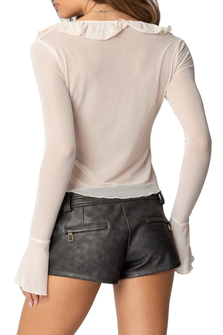 Ruffle Sheer Top, Alternate, color, CREAM