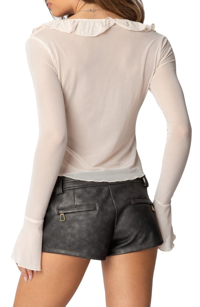 EDIKTED Ruffle Sheer Top, Alternate, color, Cream
