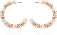 GUESS Gold-Tone White & Pink Stone Hoop Earrings