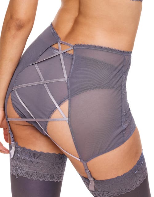 Adore Me Milena Garter Belt Lingerie In Dark Purple