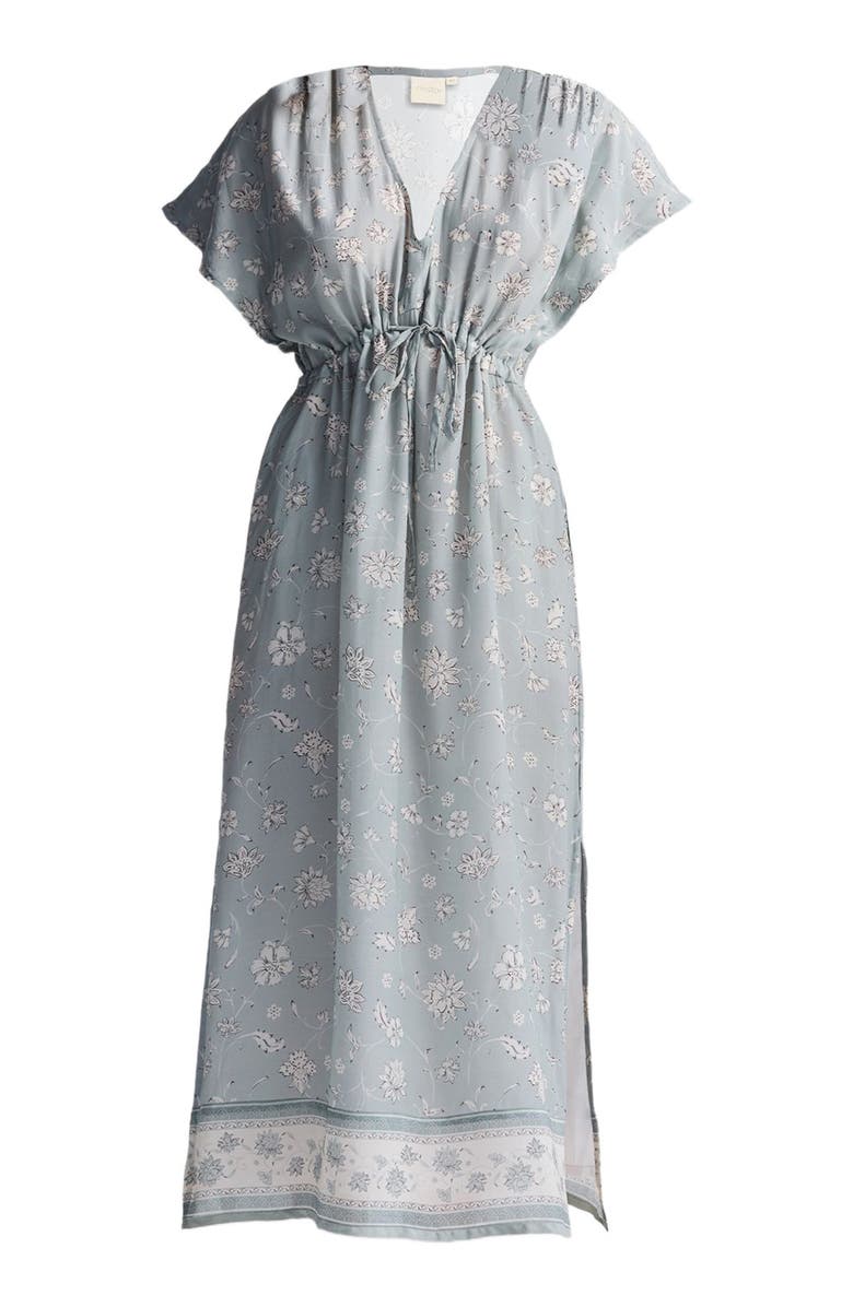 Reistor Deep V-neck Gathered Dress, Alternate, color, Serene Symphony