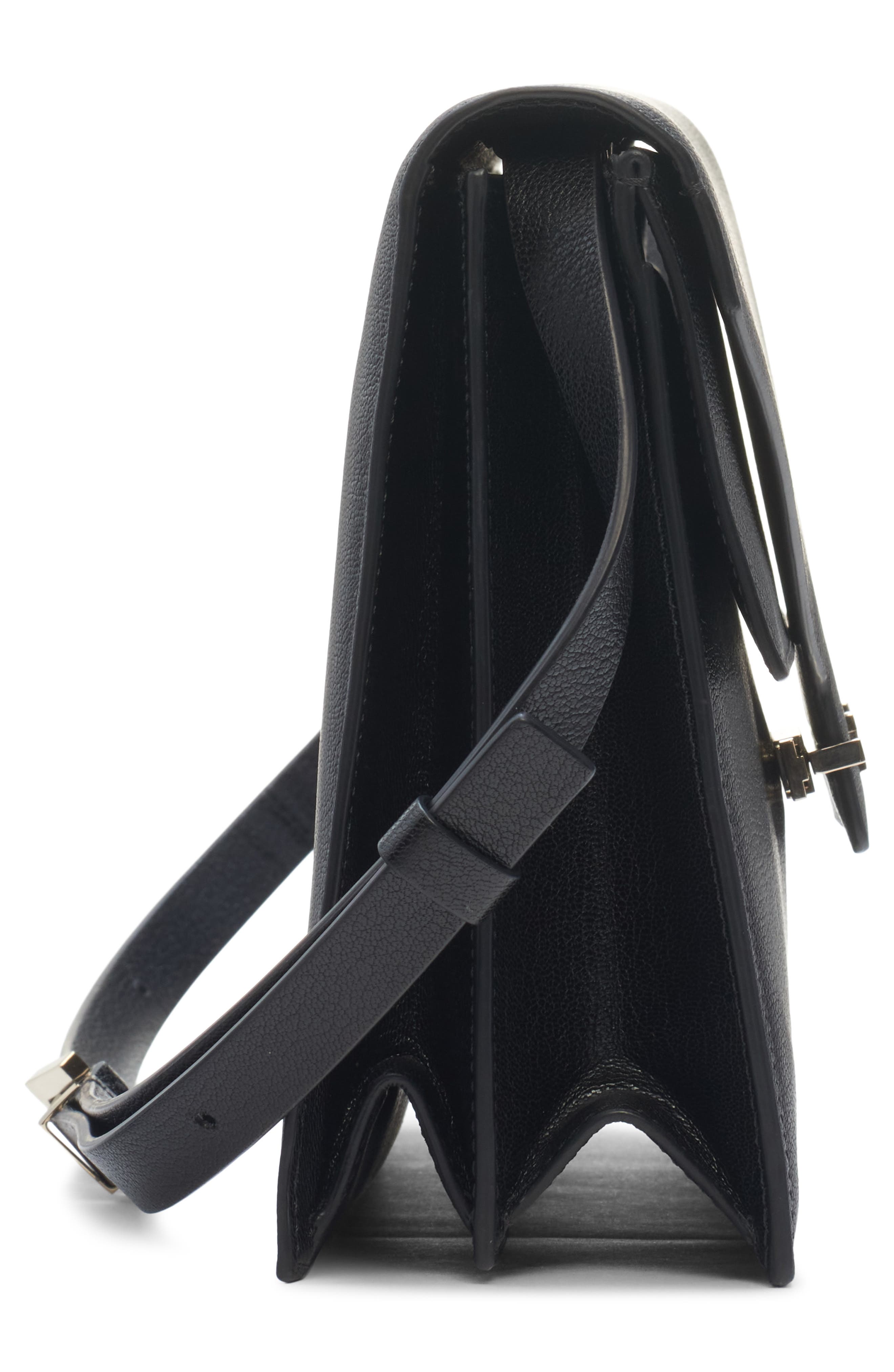 TOM FORD Double T Leather Shoulder Bag, Alternate, color, Black