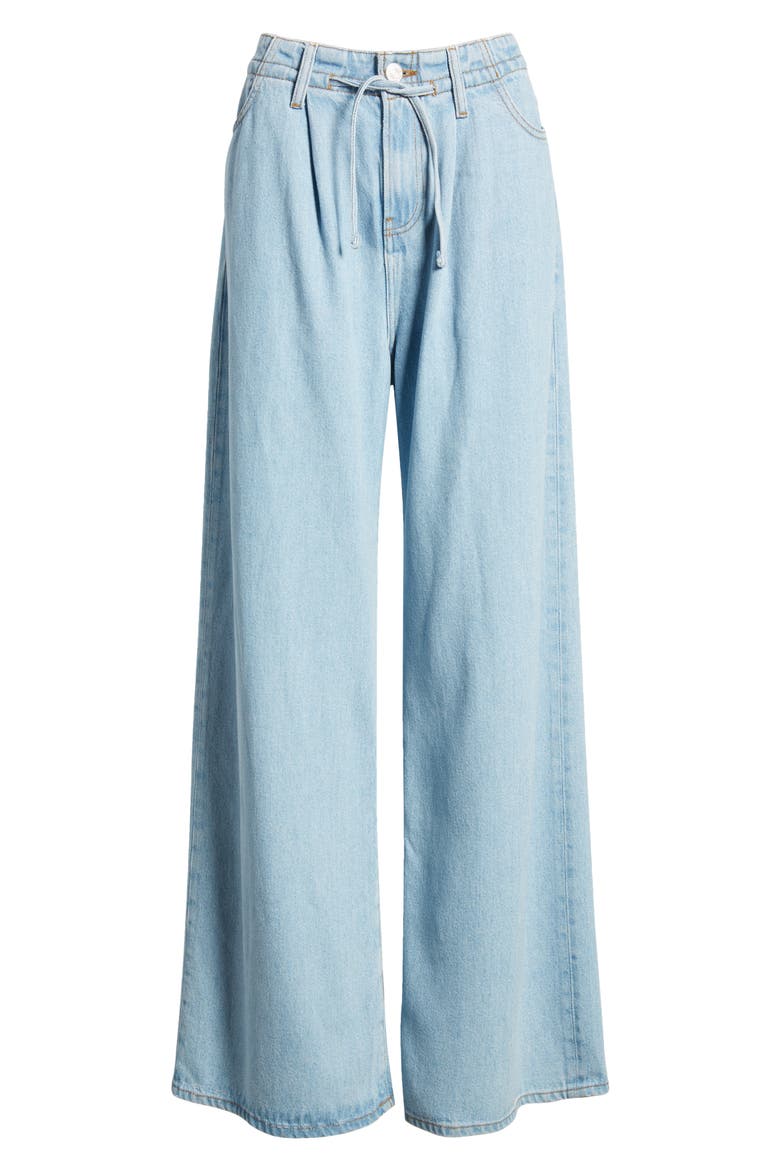 Super Drape Wide Leg Denim Drawstring Pants, Alternate, color, CALABRIA