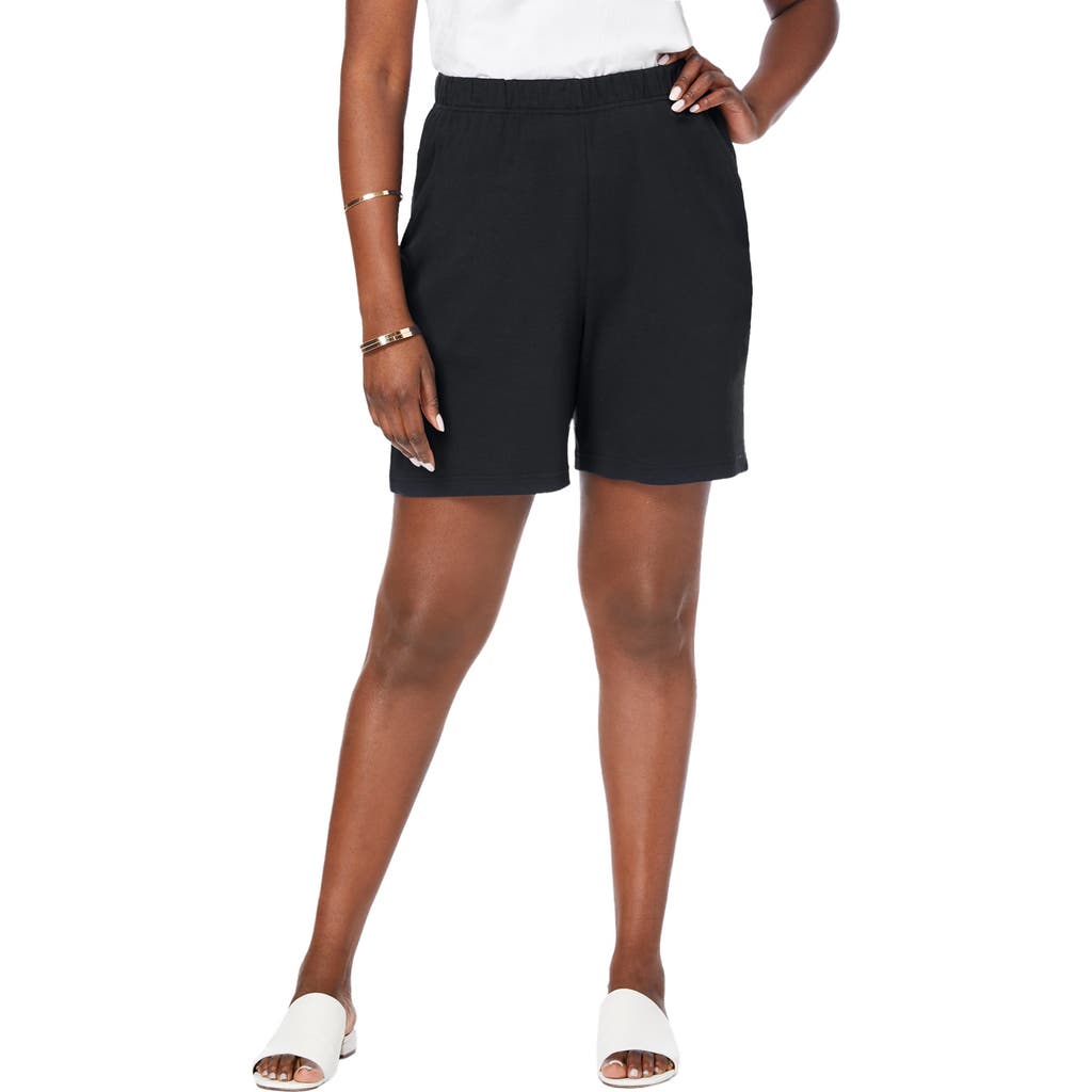 Jessica London Soft Ease Knit Shorts In Black