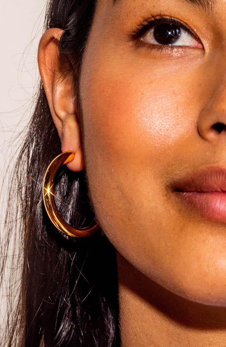 Local Eclectic Medium Tube Hoop Earrings, Alternate, color, Gold