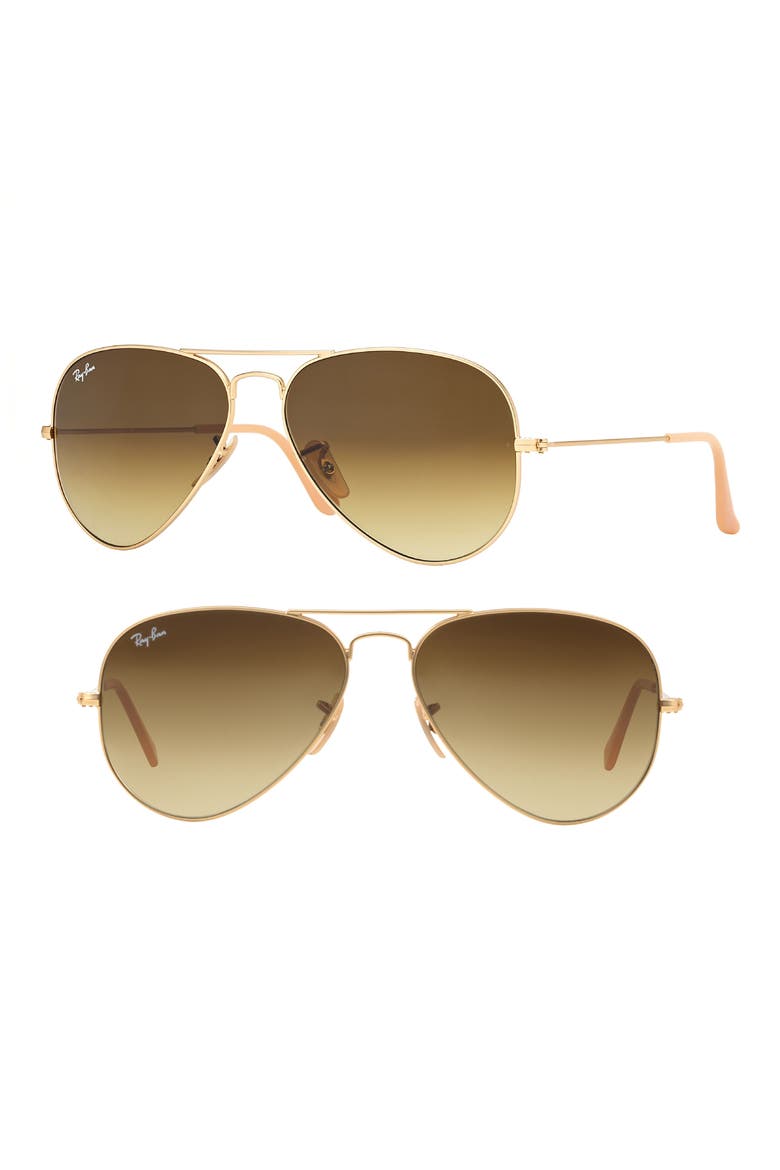 Small Original 55mm Aviator Sunglasses, Main, color, LIGHT GOLD