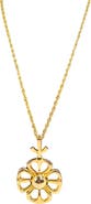 MADISON BEVERLY HILLS Vintage 1970's Goldtone Flower, Modernist Pendant Necklace.